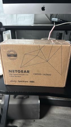 New sealed NETGEAR CM500 cable modem—compatible with Xfinity, Spectrum, and Cox. Router required for Wi‑Fi
