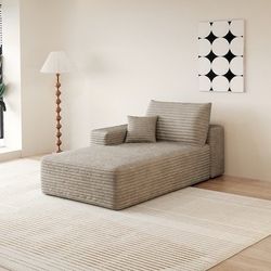 69 Inch Left Sleeper Camel Corduroy Sectional Sofa