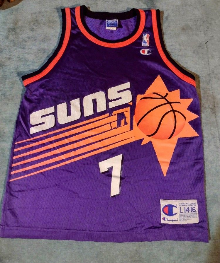 Vintage Purple White Orange #7 Kevin Johnson KJ Phoenix Suns NBA Jersey