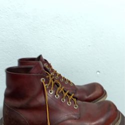 Red Wing 9105 size 8 and a half D. Broken in, super comfortable and currently sold out. You can’t get them resoled by the way and that will make them