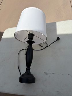 Black Table Lamp with White Shade