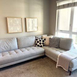 Ginger Grey Fabric 2 Piece 110" L-Shaped Sectional 