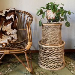 vintage boho plant basket/ Plant Stand 