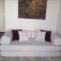 Convertible White Corduroy Sofa
