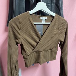 Brown Crisscross Top