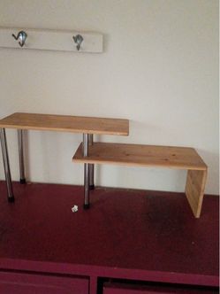 Two-Tier Wood and Metal Desk Organizer Shelf