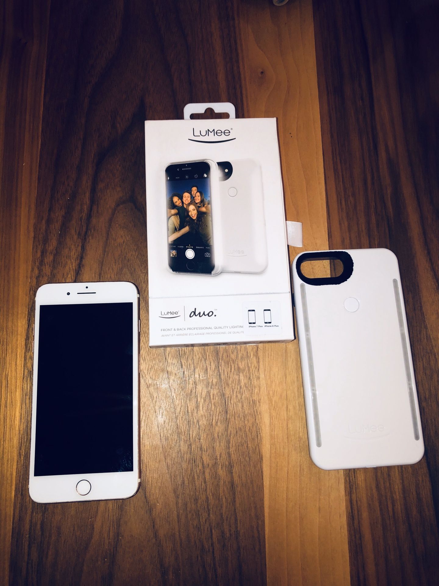 Rose Gold I phone 7+ 128GB *PLUS LuMee Light up Phone Case