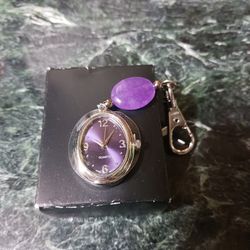 clip on quartz amethyst watch 