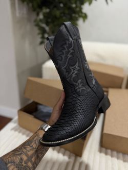Genuine Black Python Boots (New)