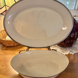 16" Lenox Moonspun Serving Set – Vintage Platter & Bowl