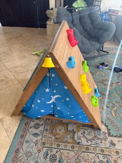 Kids Wooden A-Frame Climbing Tent Playset