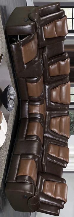 Neron Jordan Brown Leather Reclining Sectional ✔️Living room set & couch