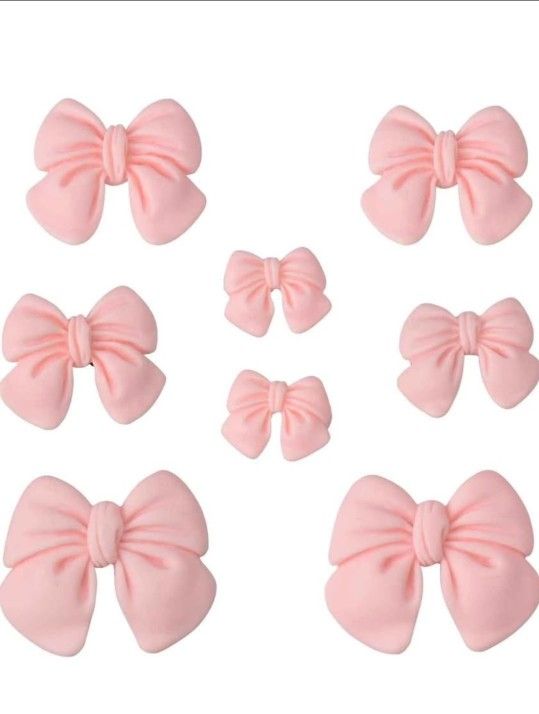 NEW! Pink Bow Shoe Charms, Accessories for Crocs, 4 sizes (8 piece set)