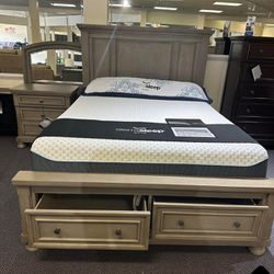 $48 Down Payment Ashley Storage Bedroom Set Queen/King Bed Dresser nightstand and mirror Lettner