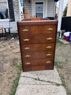 Antique Art Deco Waterfall Chest of Draws Dresser