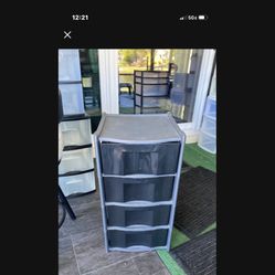 Storage Bin Gray 4 Drawer