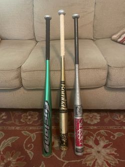 3 softball bats- all are 34”, Easton, Bombat & Louisville Slugger
