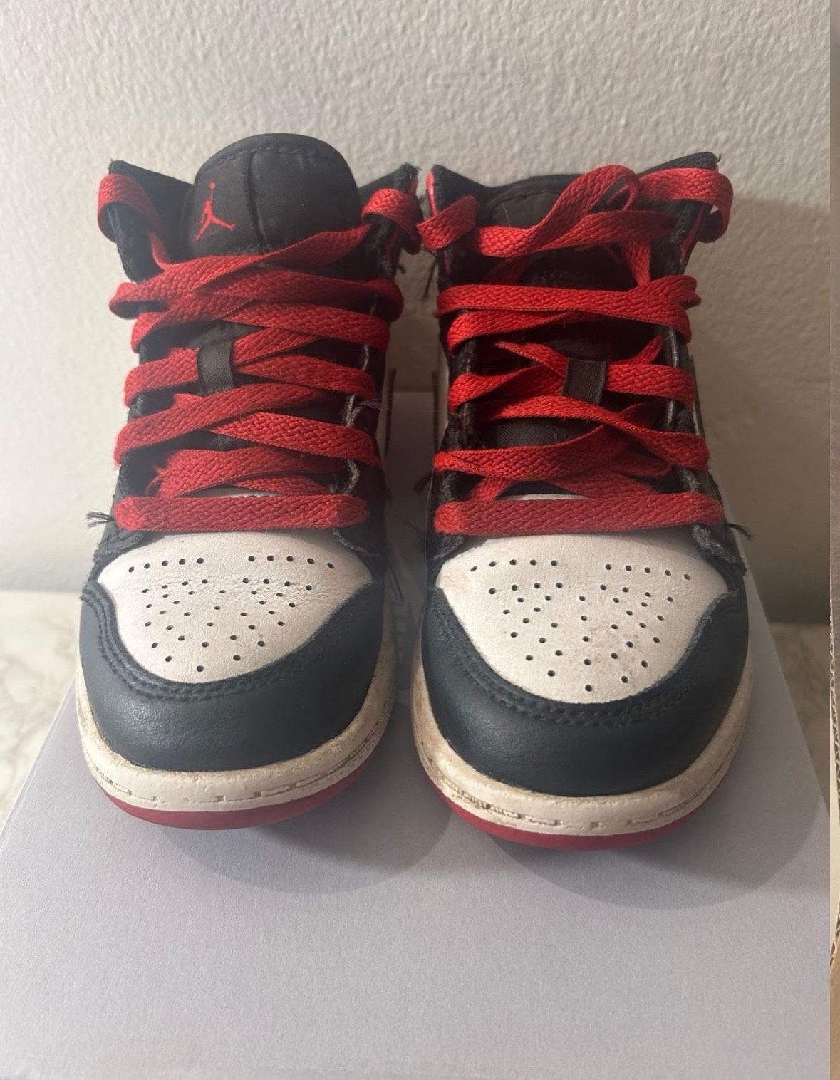 Nike Air Jordan 1 Mid – Black/White/Red – Size 12C – Pre-Owned