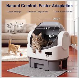 Open-Top Automatic Self-Cleaning Litter Box for Multiple Cats