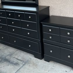 Large Black Dresser With Matching Nightstand 