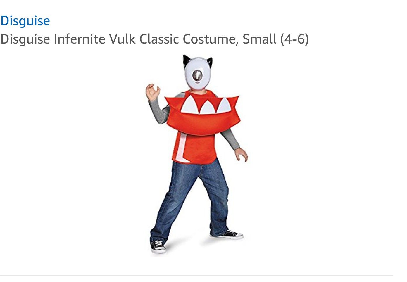 Brand New boys size S(5-6) Halloween costume infernite vulk
