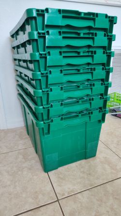 Heavy Duty Storage Bin Crates Stackable Green