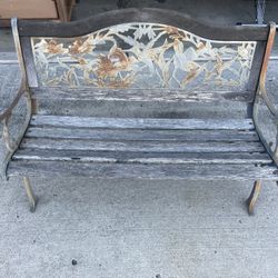 Outdoor Wooden And Metal Bench 