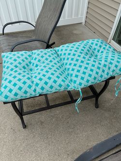 2 Teal basketweave design outdoor patio cushion set