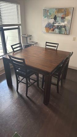 Counter Height Wooden Dining Table Set
