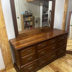 Solid Cherry Dresser, Mirror & Nightstand - Dovetail Drawers