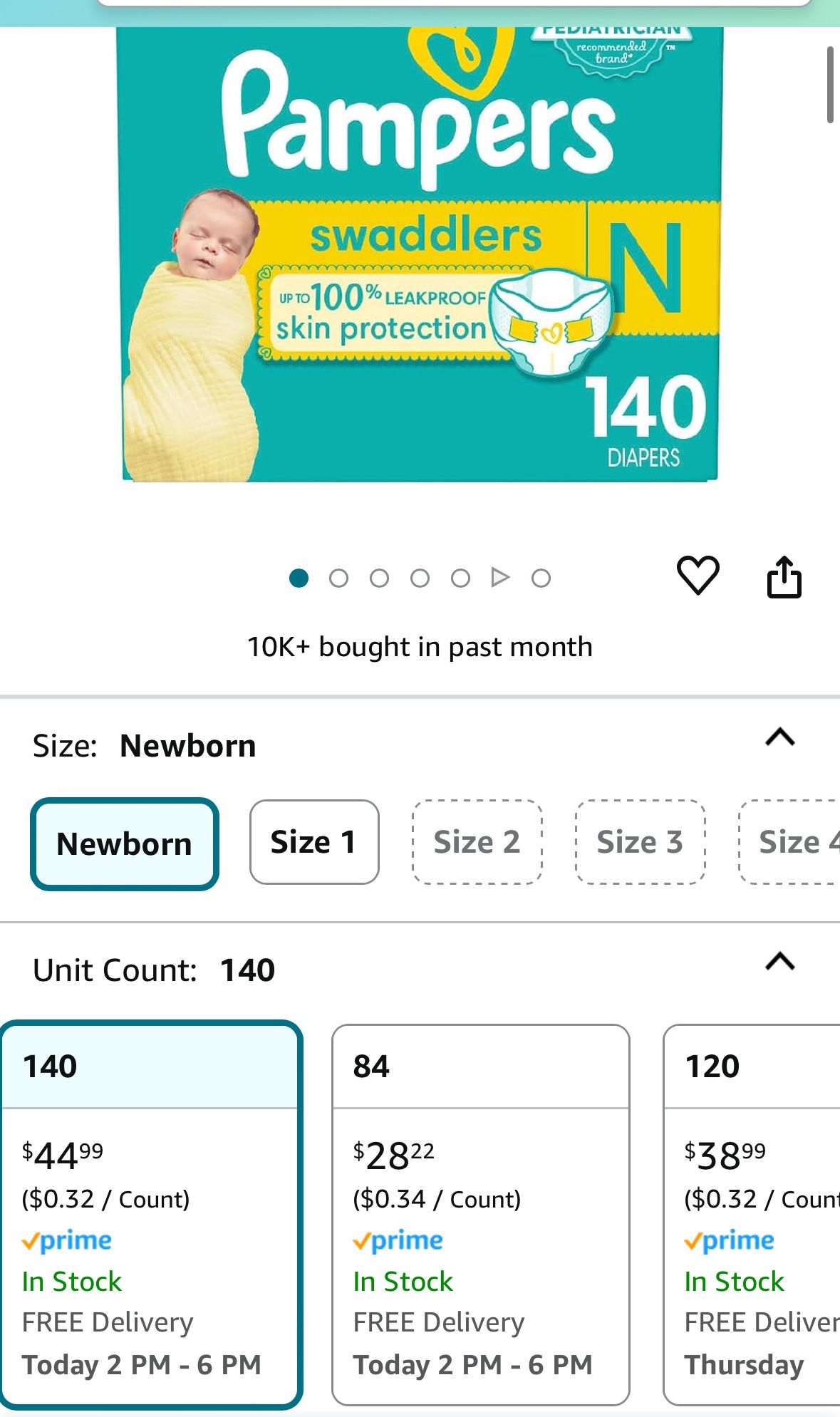 Pampers newborn Diapers (260 Total)