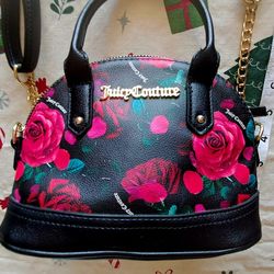 Juicy Couture Flower Blk/red Floral Crossbody Purse