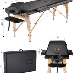 Professional Massage Table Portable Massage Bed for Spa Salon Tattoo Esthetician Lash Reiki, Adjustable Height 84" Long & 500 LBS Load Capacity, Black