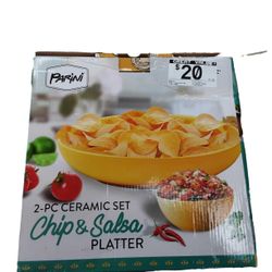 Parini 2 Pc Ceramic Chip Salsa Yellow Small Kitchen Appliance