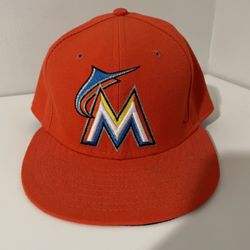 MLB Authentic Miami Marlins orange new era size 7 5/8 low profile hat