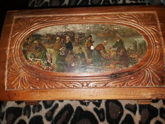 Old Antique jewelry box. There's engraved writing on it. Date 1947. Make offer