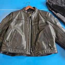 Leather Motorcycle Jacket - Women XL