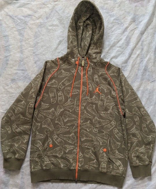 Air Jordan Olive Green Zip Up Jacket Size Large