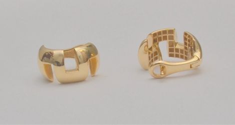14K Yellow Gold Greek Key Hinged Earrings 17.7 x 9.6mm 5.8g