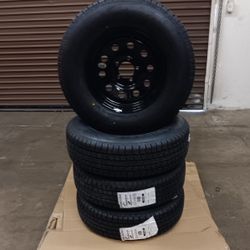 New 225/75/15 Trailer 5 Lug Tires Mounted On Wheel 15x6 On 5x4.5 Bolt Llantas Y Rines Nuevas Para Traila 