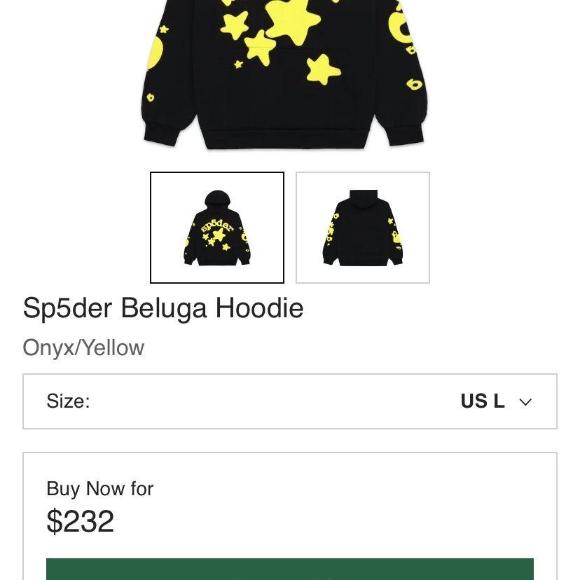 Sp5der Beluga Hoodie Onyx Yellow Men's