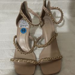 Dusty Rose, Pink Blush, Gold Chain Heels 10