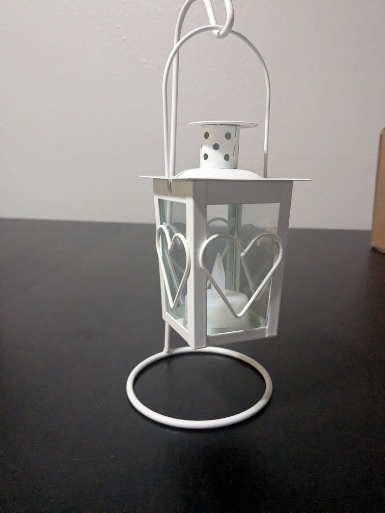 White Heart Metal Lantern