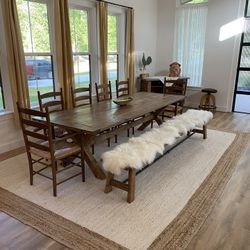 Custom Built Dining Table Solid wood Farmhouse Set Modern Rustic Bench Country Oval Round Counter Breakfast Height  Farm House 