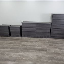 Dresser, Chest And 2 Nightstands - Cómoda, Gavetero Y 2 Mesitas De Noche 