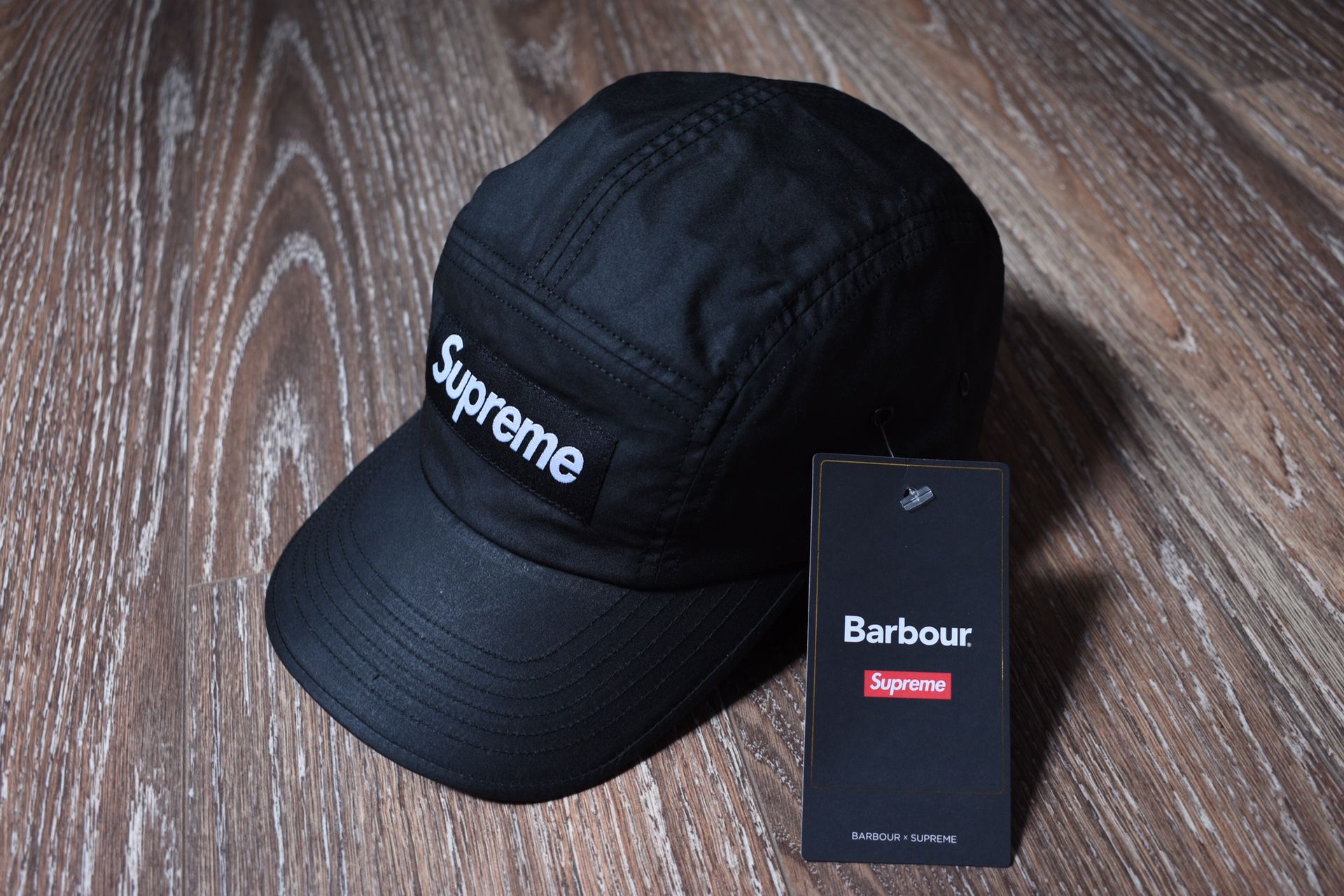 Supreme Waxed Barbour Camp Hat Black