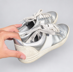 Marc Fisher LTD Metallic Silver Platform Sneakers – White Accents – Size US W 6
