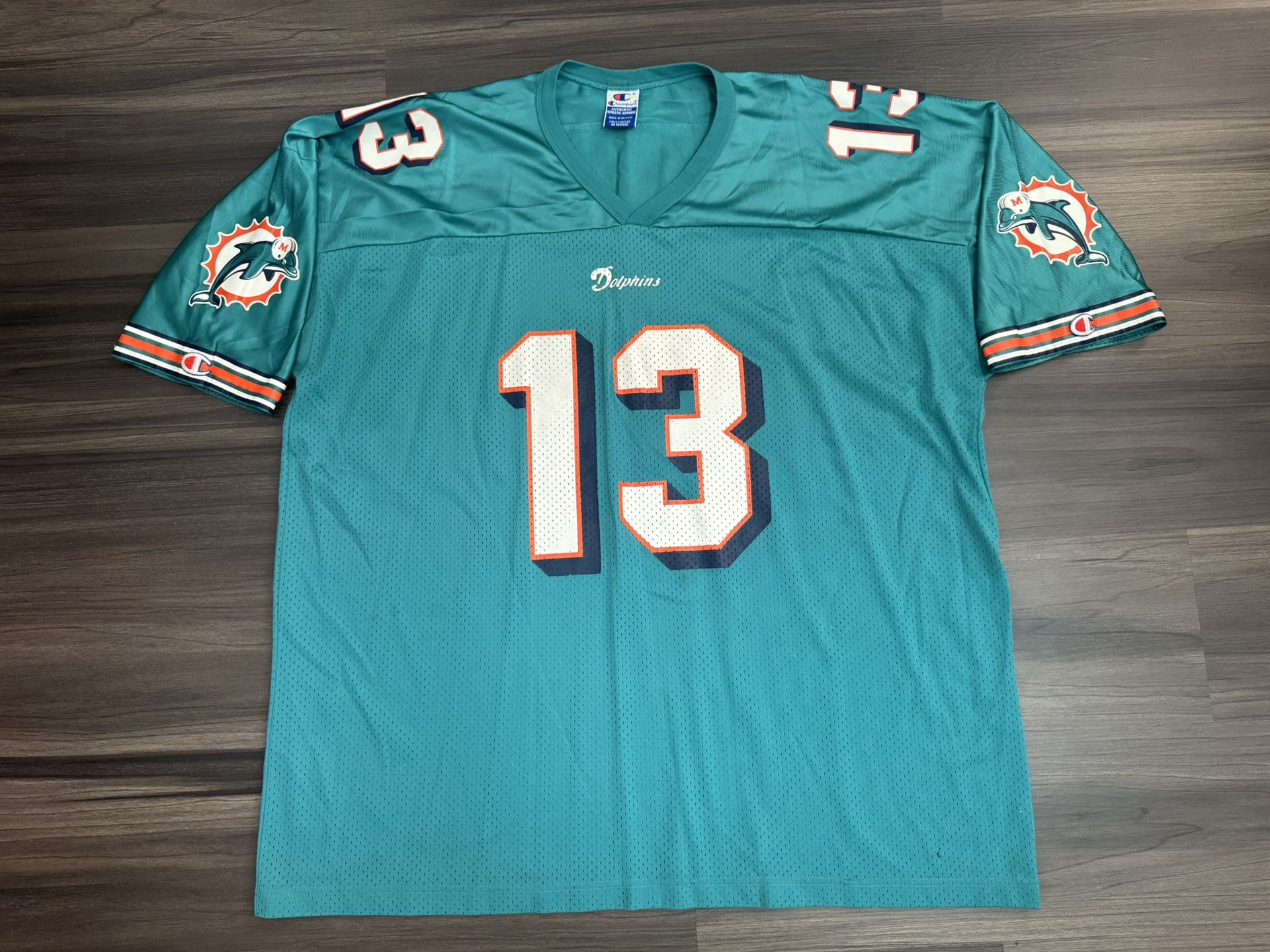 Dan Marino #13 Miami Dolphins Vintage 90s Champion Jersey Aqua Size 2XL 54 NFL
