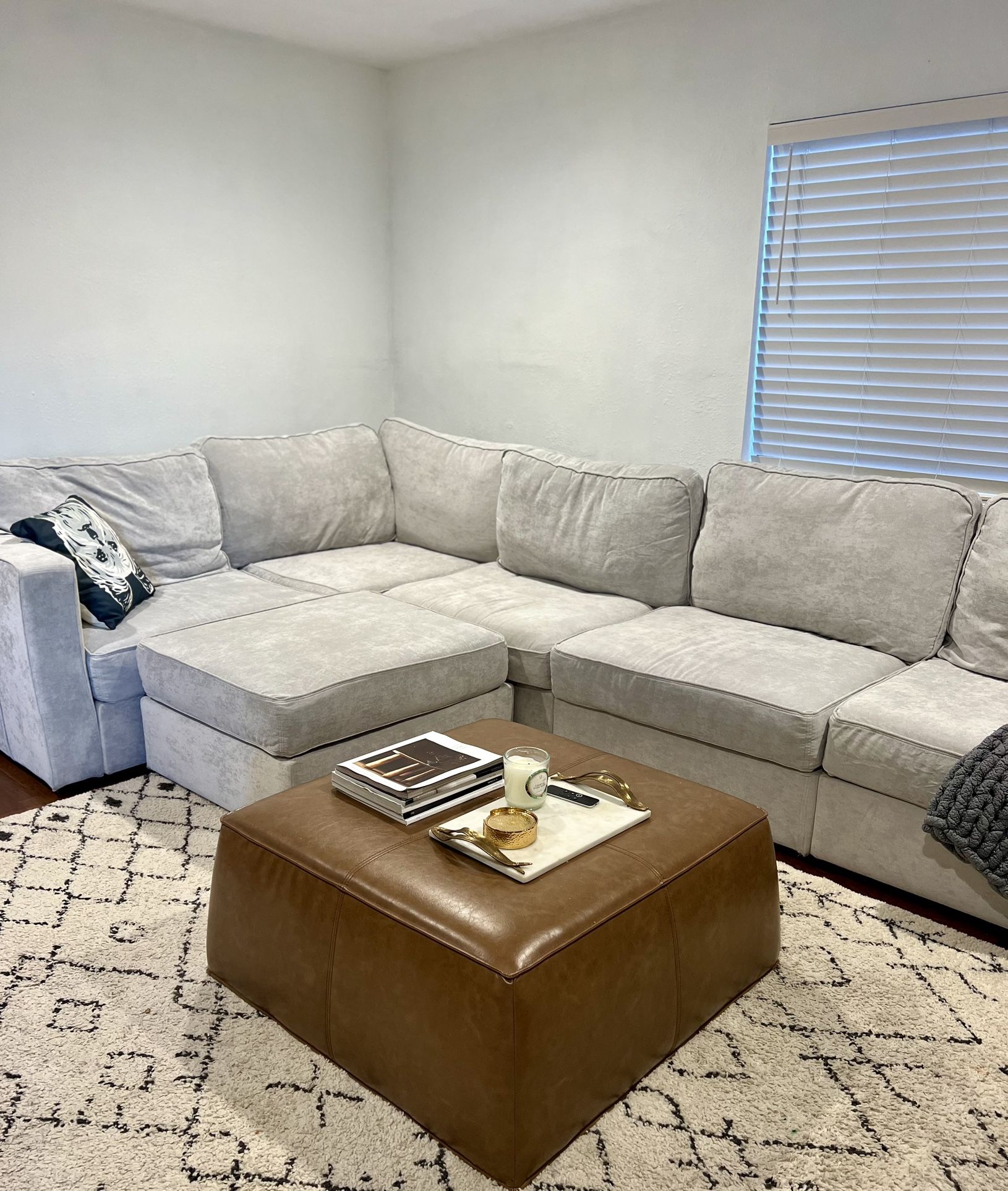 LoveSac Sactional Sectional Sofa - Sides, Bases, Covers. Sky Grey Corded Velvet.