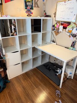 16 cube storage with attachable desk